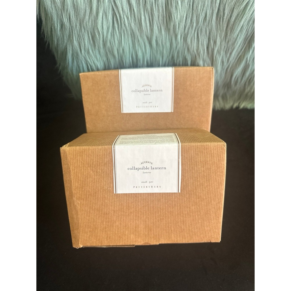 New In box Set of 2 Pottery Barn Accents Collapsible Lanterns Small Accordion